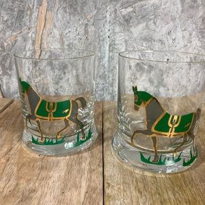 Set of 2 Leonardo Glass Race Horse Lo Ball Glasses Barware Cocktails Derby